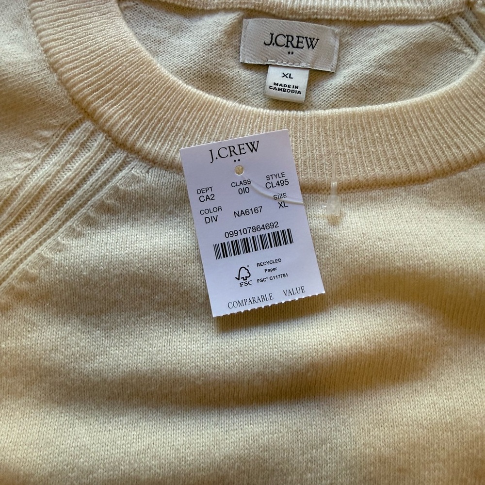 J.Crew NWT Wool-Blend Boyfriend Sweater – Ivory | Size XL - Picture 11 of 11